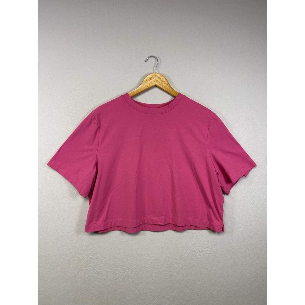 Barbiecore A New Day Womens LG Pink Boxy Cropped Short Sleeve Crew Neck T-Shirt